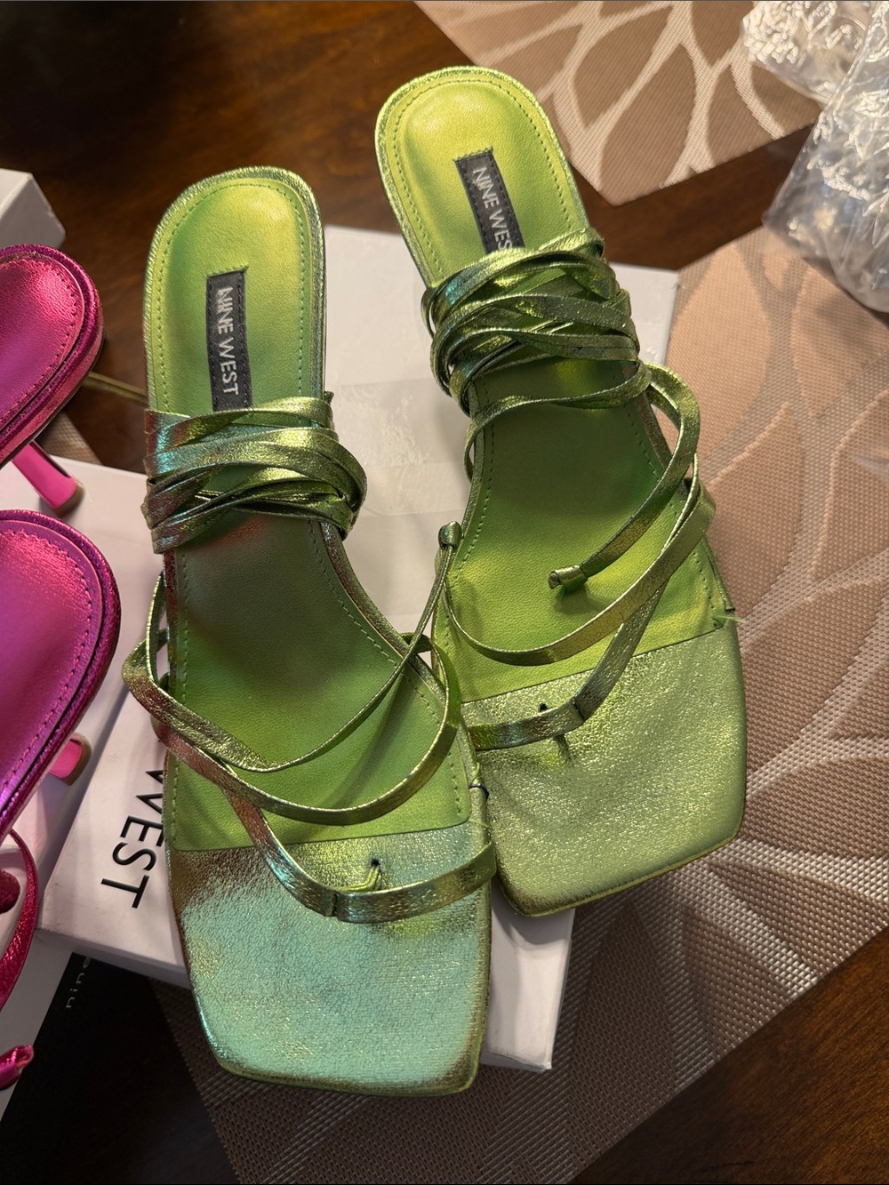 Nine West PINA3 Metallic Strappy Sandals - Picture 4 of 16